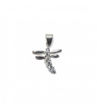 PE000091 Sterling Silver Pendant Dragonfly 6 Cubic Zirconia Solid Hallmarked 925 Handmade